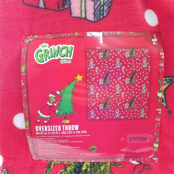 Dr Seuss The Grinch Oversized Throw Blanket 60"x70" Christmas Polka Dots - Picture 8 of 11